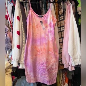 Rue21 Pink and Orange Tie-Dye Mini Slip Dress